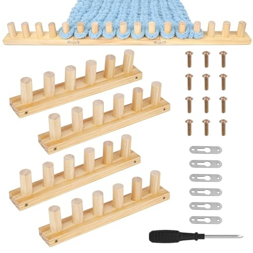 4 Stück Decken-Strickrahmen für Chunky Wolle, 47 Webstühle Für Grobe Decken, Grobe Strickdecke, Rahmenbrett Zum Stricken Von Handdecken, DIY-Webstuhlrahmen, Häkelrahmen für Deckens (120CM)