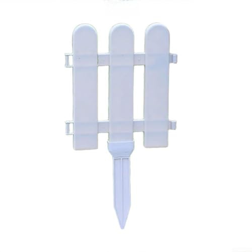Lot de 10 bordures de clôture de jardin en plastique pour parterres de fleurs, pelouse et allées paysagères - 19 x 20 cm - Blanc - Résistant aux intempéries - Installation facile (B)