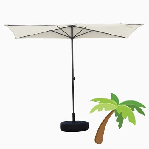 Toldo De Recambio De Sombrilla Sombrilla rectangular de media caña de 2,44 m x 2,13 m para exteriores, con altura ajustable, impermeable, parasol de pared, para balcón, mesa, jardín, terraza o porche.