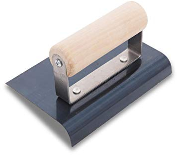 Llana de borde de Marshalltown, R 3mm, L 10mm con mango de madera de acero azul, dimensiones de la llana: 152x102 mm