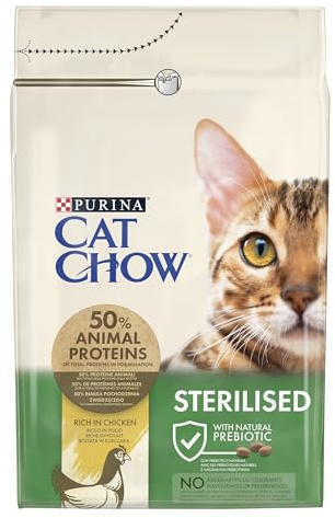 Purina Cat Chow Comida Seco para Gatos Adultos Esterilizados Rico en Pollo - 3 Kg