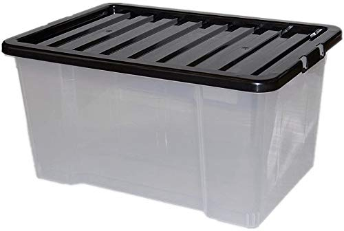CrazyGadget® 50L 50 Litre Large Big Plastic Storage Clear Box Strong Stackable Container - Made In U.K. (2)