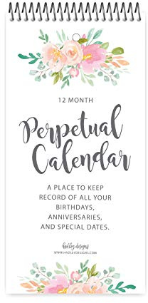 Hadley Designs Floral Perpetual Birthday, Anniversary, Special Event Reminder Calendar Book Journal for Important Family Date Day Wall Hanging, Mom Dutch Happy Bday Gift Card Planner Organizer