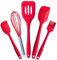 AVANA Silikon Küchenhelfer Set, 5 Stück Küchenutensilien Hitzebeständig Kochen Antihaft Kochgeschirr Schneebesen, Spachtel, Backpinsel, Pfannenwender (Rot)