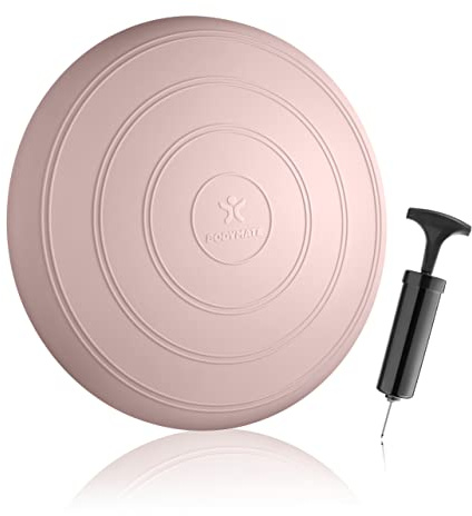 BODYMATE Cojín de equilibrio Comfort con bombín, diámetro 33 cm | Cojín propioceptivo, cojín inestable, cojín de asiento | Entrenamiento de tronco, espalda, fitness, rehabilitación, coordinación