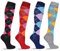 4/6 Paar Laufsocken Kniestrümpfe Stützstrümpfe Reisestrümpfe Damen lange Socken Karo Muster 1303 (39, 42,4 Paar Modell 1)