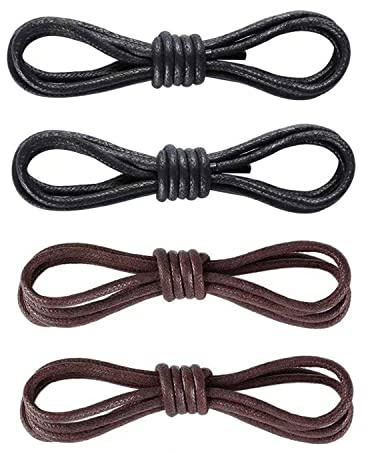 NITAIUN 4 Paires Lacets Cirés Ronds pour Chaussures Habillées, Lacets de Robe Renforcés et Résistants pour les Hommes et les Femmes Chaussures en cuir, Chaussures Casual, Longueur 80cm