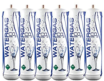 Einweg-CO2-Flasche, 600 g, für Sprudelwasser mit Anschluss M11 x 1, 6 Stück