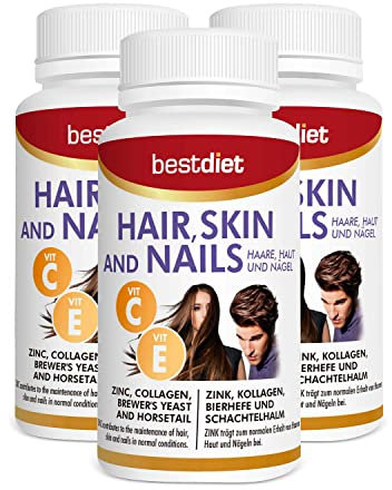 Bestdiet - Haare, Haut und Nägel - Vitamine A, B, C und E - (Packung 3x60 Kapseln)
