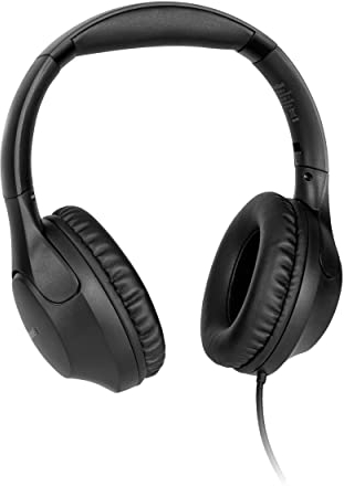 TechniSat STEREOMAN 3 – kompakter Hi-Fi-Kabelkopfhörer (gepolsterte Ohrmuscheln aus PU-Leder, Over-Ear, anpassbare Kopfhörerlänge, einklappbare Ohrmuscheln, Bedienelement inklusive Mikrofon) schwarz