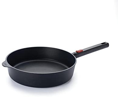 Woll Eco Logic QXR - Padella a bordo alto, induttiva, diametro 28 cm, altezza 7 cm, con manico rimovibile, adatta per tutti i piani cottura, senza PFAS, rivestimento antiaderente, in alluminio