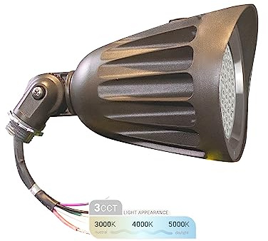 NuWatt 25W Bronze Bullet Spot Light Outdoor LED Landscape Floodlights, 3500 Lumens Bright Outdoor Light for Yard, 3000K/4000K/5000K Selectable, 1/2 Knuckle Mount, 120-277V Waterproof Flag Pole Lights