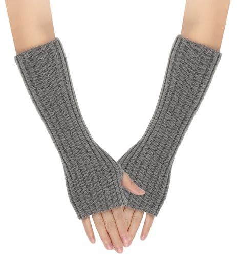 SJTJSPX Manchettes pour femme et fille - Gants longs - Mitaines d'hiver - Mitaines en tricot - Couleur unie - Chauffe-bras extensibles - Chauffe-pulsations - Pour le bureau, la saisie d'ordinateur