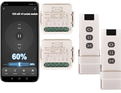Yueyang WiFi Curtain Switch RF Tuya Smart Life Roller Shutter Module 433 MHz Remote Control for Garage Doors Windows Alexa (2)