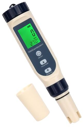 LYCXAMES Testeur de Teneur en Sel de Piscine 5 en 1 pour Piscine d'Eau Salée TDS, pH EC, Testeur de Salinité de Piscine, Testeur d'Eau Potable