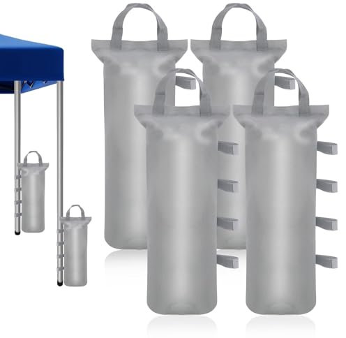 Awroutdoor 4er-Pack Pavillon Sandsäcke, Hochleistungs Sand 600D Bein Gewichte für Pavillon, Sandsäcke zum Beschweren für Pop-Up-Baldachin (Grau)