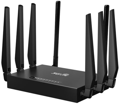 NONDK Enrutador WiFi de Industrial 5G, 1200Mbps, 5G CPE, Módem de Desbloqueo de 8 Antenas Desmontable, Red de Banda Portátil, Enchufe WAN de la UE