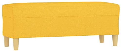 vidaXL Banc Ottoman Banquette Rembourré Banc de Lit Banc d'Entrée Chambre à Coucher Salon Couloir Intérieur Jaune Clair 100x35x41 cm Tissu