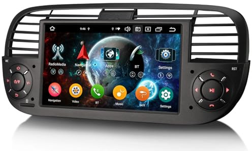 erisin 8-Core 4GB+64GB Autoradio Android 16 per Fiat 500 500C 500S 500E Wireless Carplay Android Auto Bluetooth 5.0 DSP WiFi 4G LTE SWC FM Radio GPS Navigatore IPS Schermo Tattile (Nero)