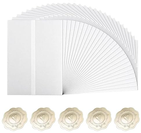 HAPPOW 50 PCS 7x5 Inch Vellum Jackets, Pre-Folded Translucent Vellum Paper Wraps for Wedding Invitations, Baby Shower, Birthday Cards, DIY Crafts, Photos, Postcards & Scrapbook (Includes Stickers)