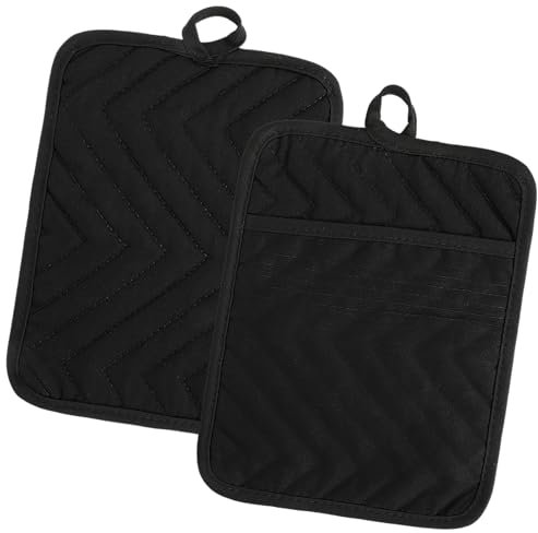 Oruola Set di 2 presine, colore nero, 18 x 23 cm, per forno a microonde, vapore e forno