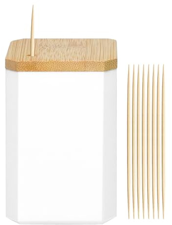 Toothpick Holders 1 Pack with 2400 Picks,Round Toothpicks Double-Side Point for Teeth,Food Pick,Appetizers,Cocktails Fruits,Olive&DIY Craft.