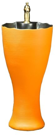 Lavandino moderno con piedistallo Lavandino da bagno in ceramica con rubinetto e kit di scarico, lavabo pavimento for esterni