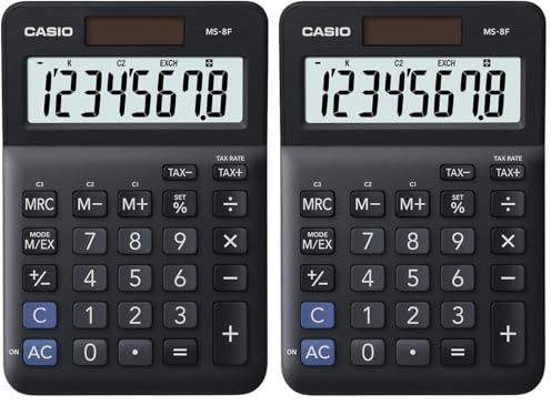 CASIO MS-8F Desk Calculator 8-Digit, Tax, Currency (Pack of 2)