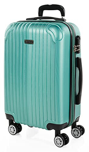 ITACA - Valise Cabine 55x40x20 Rigide Légère à Roulette 4 Roues Pivotantes avec Cadenas à Combinaison Bagage Cabine Idéal pour Voyager en Avion Petite Valise Compacte Compatible avec, Bleu verdâtre