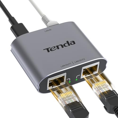 Tenda Switch Ethernet 1 à 2, 2 Port 1000 Mbps RJ45, Splitter Network, Snooping IGMP, Boîtier en Aluminium, Compatible avec Ordinateur, Routeur, Décodeur, Téléviseur Numérique (SG103M)