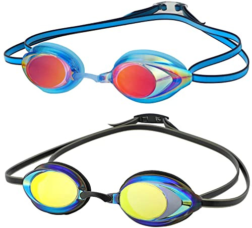 DARIDO Gafas de natación, paquete de 2 gafas de natación, antivaho, protección UV, sin fugas, para adultos, hombres, mujeres, jóvenes