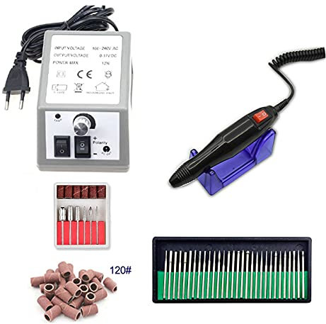 Samnuerly Taladro de uñas Taladro de uñas eléctrico para manicura y pedicura Taladro 12W 20000RPM Fresadora Juego de Equipos de uñas Lima de uñas eléctrica Suministros de uñas (Color : Set 4)