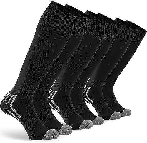 GRAPMKTG 3 Pack Soccer Baseball Softball Socks for Kids Knee High Football Socks for Youth Boys Girls Multi Sports Socks Black X-Small
