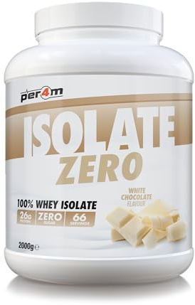 Per4m Isolate Zero Premium Whey Protein Powder | Superior Flavour Ultra Filtered + Amino Acids | Fast Absorbing Zero Sugar Gluten Free Shake for Lean Muscle & Recovery (2kg, White Chocolate)