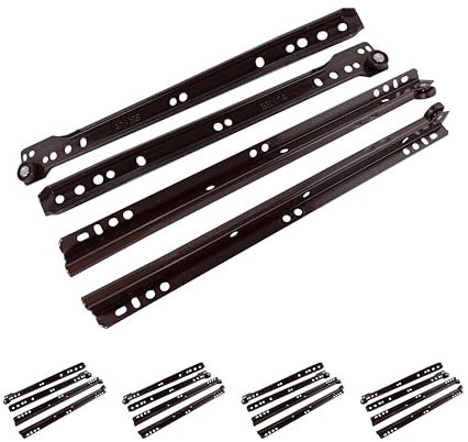 M.PASCUAL - Guías correderas para cajón | Extracción parcial | Fijación Inferior | Carga 20Kg | Rodillos | Marrón | Pack 5 unidades (50 cm)