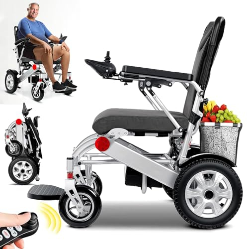 Bueuwe Elektrorollstuhl faltbar leicht – 40 km Reichweite, 150 kg Tragkraft, Einkaufskorb, Elektro Rollstuhl für Senioren, reisetauglich, kompakt & stabil