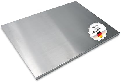 Arbeitsplatte Knetbrett Edelstahl [70x50 cm] - Für Kneten, Schneiden & Backen - Küchenplatte mit Anschlagkante - Auch als Nudelbrett, Backbrett, Teigbrett - Schneidebrett Platte Küche