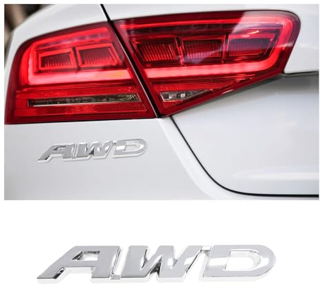 AWD Emblem Sticker, 3D Metal Letter Tailgate Side Badge Decal, Self Adhesive Auto Side Fenders Decoration for All Wheel Drive, Universal Vehicle Exterior Decor Accessories (Silver)