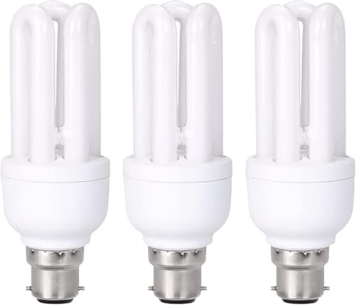 3 Pack CFL Low Energy Light Bulbs 11W=60W, Energy Saving Light Bulbs Bayonet 11W, 2 Pin, Warm White 2700K, 660 Lumens, B22 Bayonet Cap