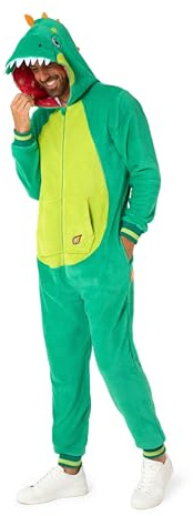 OppoSuits Erwachsene Einteiliger Pyjamas - Tier-Strampler - Dinosaurier Onesie - Grün