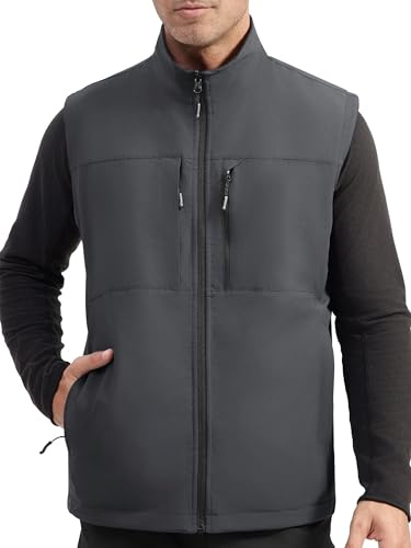 Gratis SOLDIER lätt softshell väst för män, vattentät och vindtät ventilerande väst med flera fickor, sportig för golf, cykling, löpning, vandring och arbete