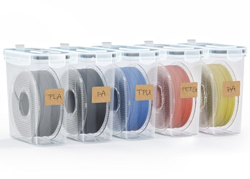 YOOPAI Filament Aufbewahrungsbox - 5 Pack Filament Container für 3D Druck Filament Versiegelung und Schutz - Tragbare Aufbewahrung mit Trockenmittel&Etiketten, wasser- und staubdicht 4.0L