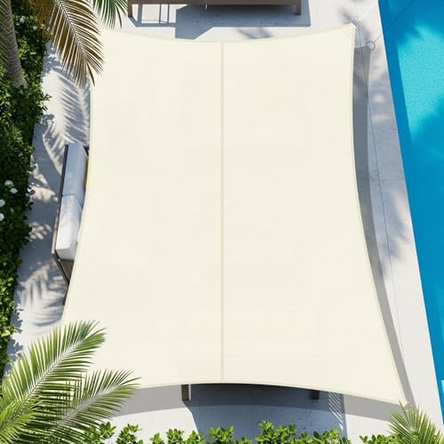 COOL AREA Sonnensegel Wasserdichtes Rechteck 3x5m UV-Block Wetterbeständig für Terrasse Garten Hinterhof,Creme weiß
