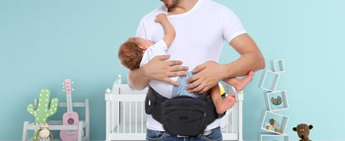 ZJchao Carrier de Bebés Asiento de la Cadera de la Cadera de la Cintura para Niños Pequeños Fanny Pack Recién Nacido Gris Oscuro