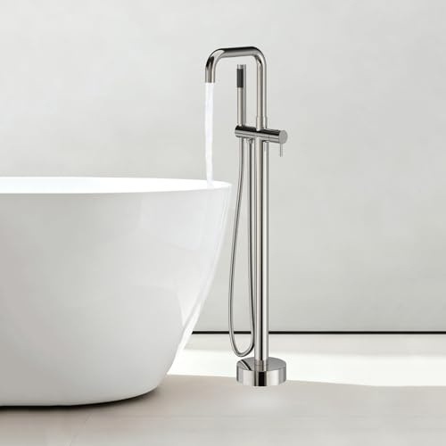 Grifo Bañera Independiente Cromado Ducha Baño Rotación de 360° Monomando Grifo de Pie para Bañera 2 Modos,cromado