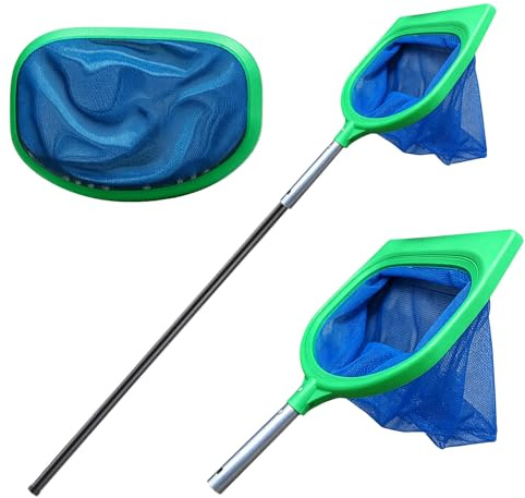 Keltorio Guadino professionale per piscina, 2 in 1, retino per laghetto, a maglia fine con struttura stabile, retino da pavimento, accessorio per piscina per alghe, vasca idromassaggio, retino per