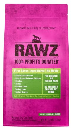 Rawz Dehydrated Chicken, Turkey & Chicken Recipe Natural Meal Free Dry Cat Food (3.5 Pound (Pack of 1), Chicken & Turkey)