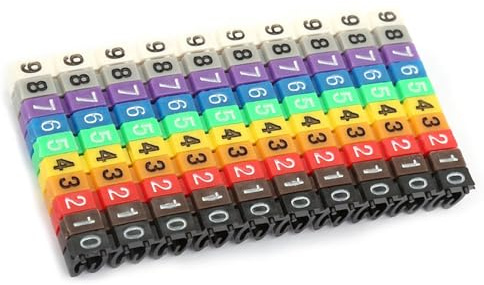 Clip-on String Wire Marking Boxed Plastic Digital Number Wire Label Tube Set Colorful Cable Marker (100PCS -2.5MM)