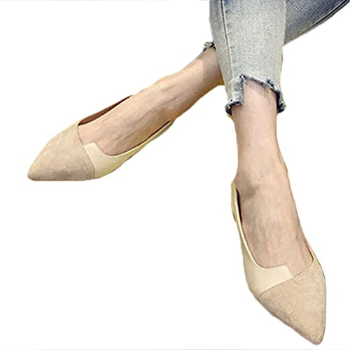 Minetom Zapatos Bailarina para Mujer Zapatos Planos De Ballet Puntiagudo Zapatos De Novia Planos De Ante Zapatos Planos Sin Cordones De Verano C Albaricoque 37 EU