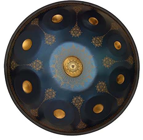 YUANZHOU Handpan Zungentrommel 22 Zoll Mandala Tank Drum Stahl Percussion Drum Instrument Mit Reisetasche 440hz,Blue-9Notes